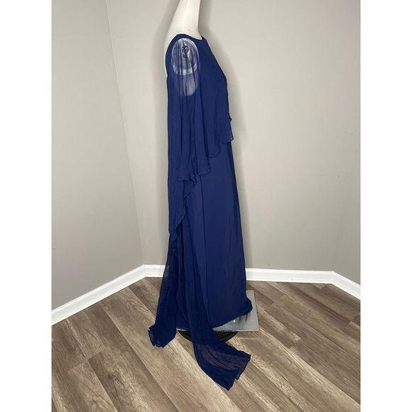 NWT Teri Jon by Rickie Freeman Scuba Gown Chiffon Overlay Dress Size 10 $760 - Picture 5 of 9